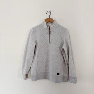 LL Bean Women's Gray Quilted Quarter Zip Pullover Size Large